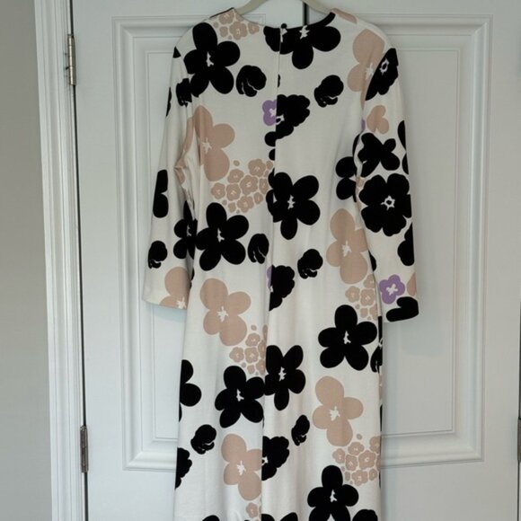 Marimekko Black, Tan, Lilac and White Floral Midi Dress NWT - Picture 2 of 2